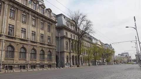 Bucharest Old Center is empty due to COVID-19 restrictions Stock Footage 128240036