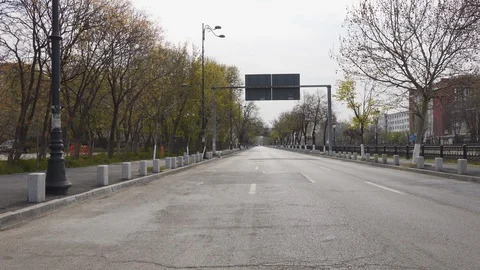 Bucharest Old Center is empty due to COVID-19 restrictions Stock Footage 128240114