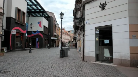 Bucharest Old Town Empty street, During Coronavirus Period, Covid-19. Video stock 132277630