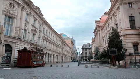 Bucharest Old Town Empty street, During Coronavirus Period, April 3th 2020. Stock Footage 132277869