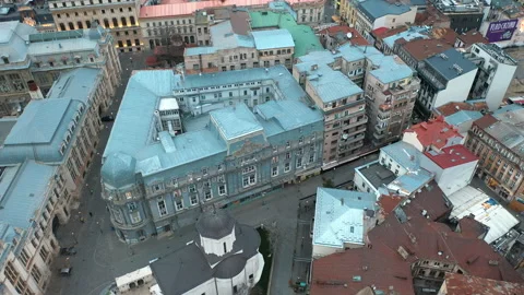 Bucharest Old Town Empty street, due to Coronavirus outbreak, April 3th 2020 Stock Footage 132277913
