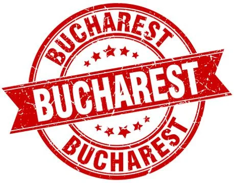 Bucharest red round grunge vintage ribbon stamp Stock Illustration
