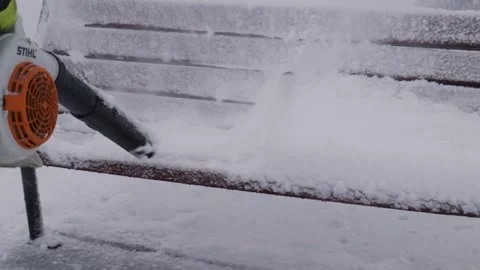 Bucharest, Romania - 01/20/2024: Leaf Blower Used To Remove Snow From Stock Footage 263013081