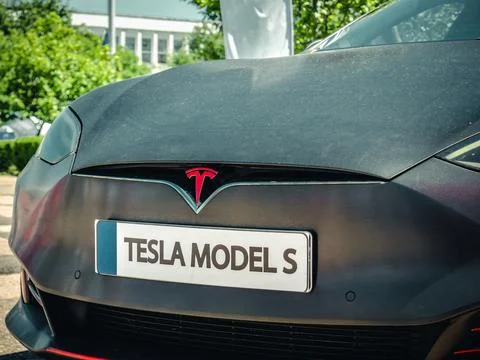 Bucharest, Romania - 05.20.2022: Close up with the Model S of the famous amer Stock Photos