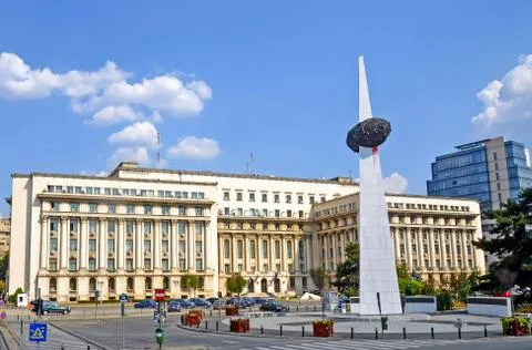 Bucharest, Romania - 4th August 2012.  Tourists visit the Revolution Square. Stock Photos
