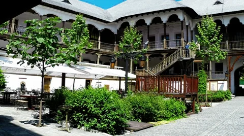 Bucharest, Romania -  Architecture of Manuc's  Inn 1808 - protune Stock Footage 37984575
