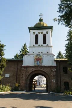 Bucharest, Romania - August 10, 2017: Tourist visiting Plumbuita monastery in Stock Photos
