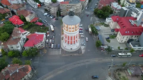 BUCHAREST, ROMANIA - August 18, 2025 Aerial View of the Bucharest Fire Tower Stock Footage 336493398