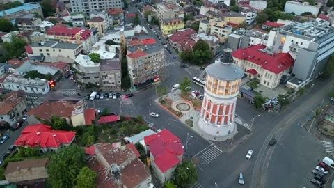 BUCHAREST, ROMANIA - August 18, 2025 Aerial View of the Bucharest Fire Tower Stock Footage 336493568