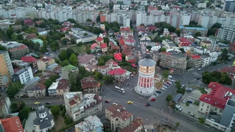 BUCHAREST, ROMANIA - August 18, 2025 Aerial View of the Bucharest Fire Tower Stock Footage 336493591