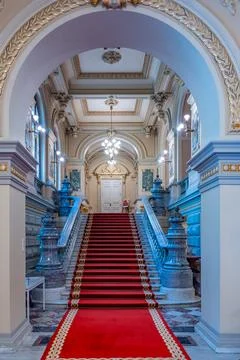 Bucharest, Romania, August 22, 2023: Interior of National Museum Cotroceni .. Stock Photos