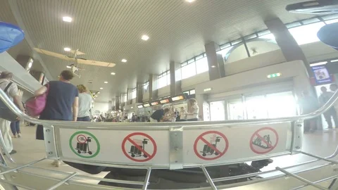 BUCHAREST, ROMANIA - AUGUST 6TH 2017: POV footage of airport luggage cart Stock Footage 78993044