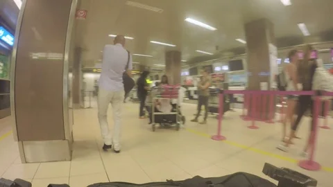 BUCHAREST, ROMANIA - AUGUST 6TH 2017: POV of airport baggage cart Video stock 78993568