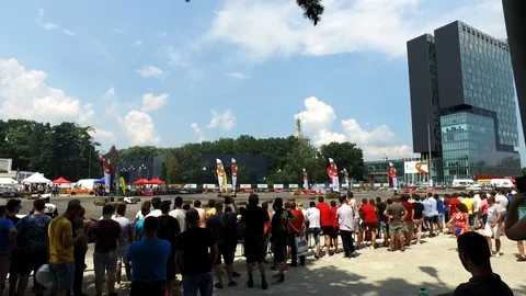 Bucharest Romania Crowd of people Stock Footage 114561615