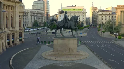 Bucharest, Romania. June, 06th, 2019. King Carol I statue. Stockbeeldmateriaal 132302240