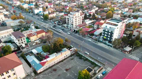 BUCHAREST, ROMANIA - OCTOBER 18, 2020: Residential district with low buildings, Stock Footage 145144164