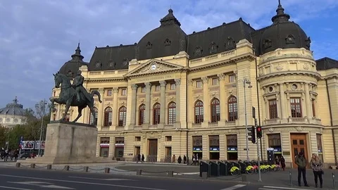 Bucharest, Romania - October 30 2016: The monument of Carol The First Stock Footage 71655033