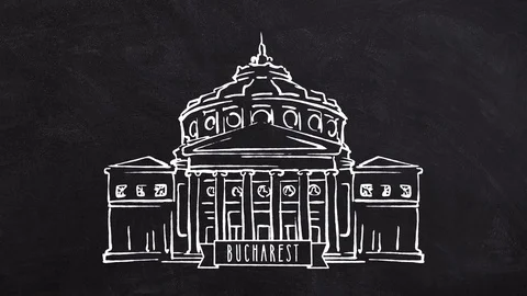 Bucharest, Romania, self drawing lines Stock Footage
