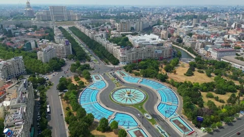 BUCHAREST, ROMANIA - September 21, 2024 Bucharest Unirii Square Fountains Stock-Footage 346253850