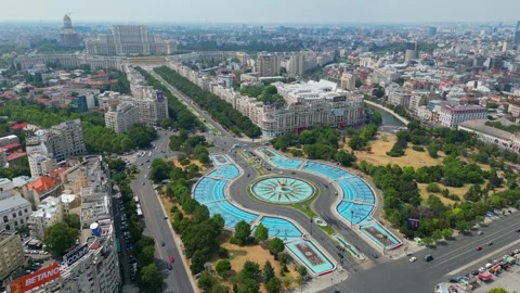 BUCHAREST, ROMANIA - September 21, 2024 Bucharest Unirii Square Fountains Stock-Footage 346253893