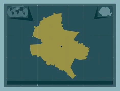 Bucharest, Romania. Solid color shape. Locations of major cities of the regio Stock Illustration