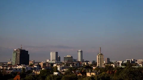 Bucharest skyline day to night time lapse Stock Footage 80332371