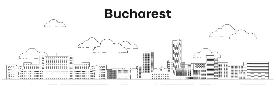 Bucharest skyline line art vector illustration Illustrazione stock