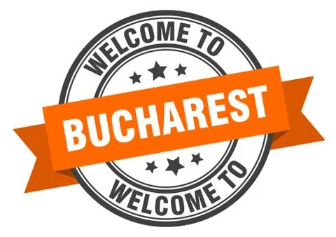 Bucharest stamp. welcome to Bucharest orange sign Stock Illustration