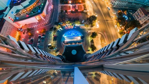 Bucharest time lapse of University Square panoramic view during dusk night Video stock 113546028