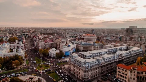 Bucharest Timelapse view during rush hour from day to night, Romania Stock Footage 82393210