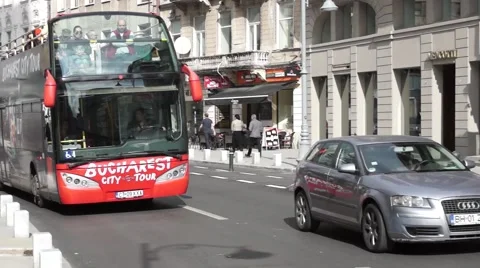 Bucharest Tour bus Stock Footage 42816487