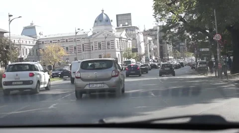 Bucharest traffic view from the car Stock Footage 42816520