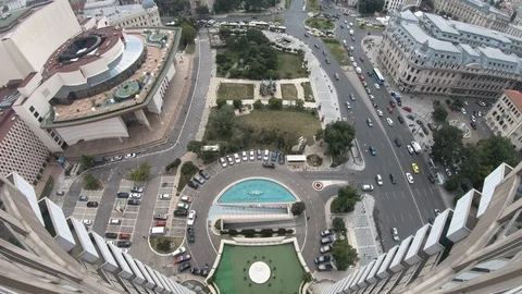Bucharest University Square time lapse point of view from Intercontinental hotel Stock Footage 113546314