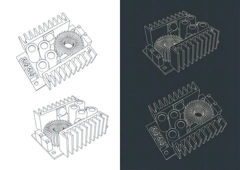 Buck Converter Step-down Power Supply Module Blueprints Stock Illustration