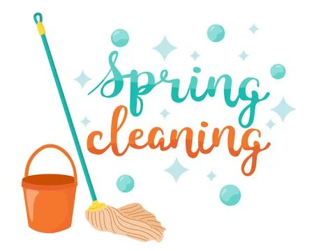 Bucket and mop, spring cleaning concept. Cleaning instrument kit vector ill.. Illustration