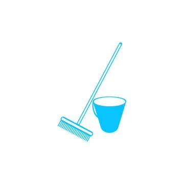 Bucket and rake for the sandboxes icon flat. Stock Illustration