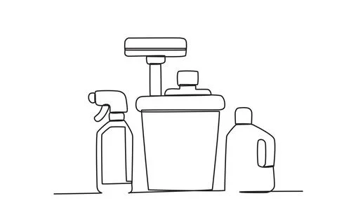 A bucket and a set of cleaning tools Stock Illustration