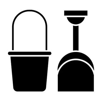 Bucket and shovel solid icon. Beach toys vector illustration isolated on white Stock-Illustration