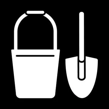 Bucket and spade solid icon. vector illustration isolated on black. glyph style Ilustración de archivo