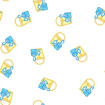 Bucket with brush vector seamless pattern Stockillustratie