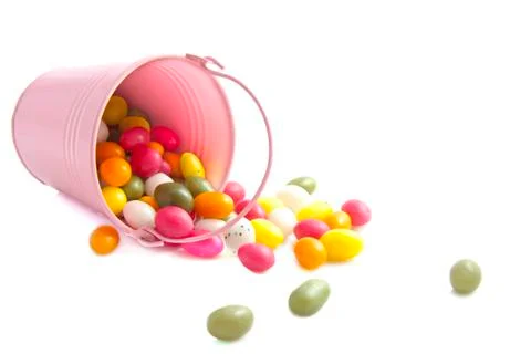 Bucket candy eggs Stock Photos
