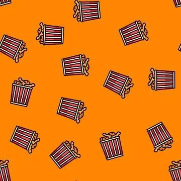 Bucket chicken fried vector seamless pattern Illustrazione stock