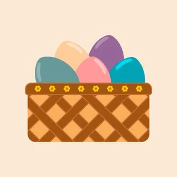 Bucket of Colored Eggs Vector Illustration Graphic Stock Illustration