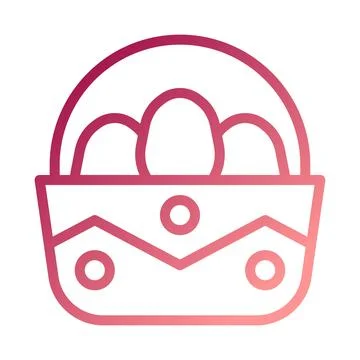 Bucket egg icon gradient red white easter illustration Stock Illustration