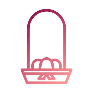 Bucket egg icon gradient red white easter illustration Stock Illustration