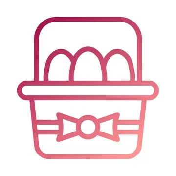 Bucket egg icon gradient red white easter illustration Stock Illustration