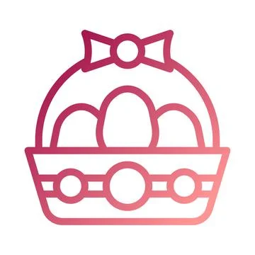 Bucket egg icon gradient red white easter illustration Stock Illustration