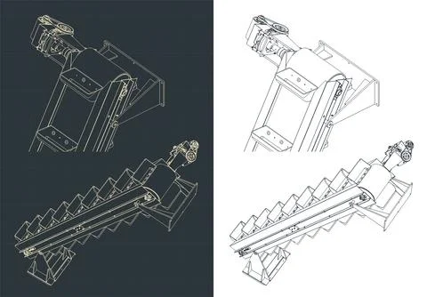 Bucket elevator blueprints Stock Illustration