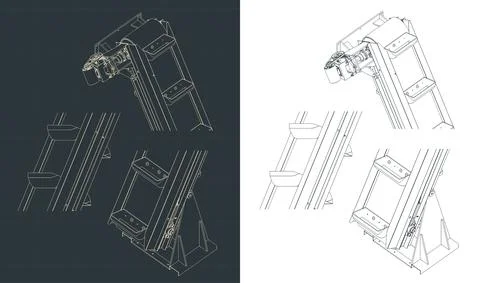 Bucket elevator drawings Stock Illustration