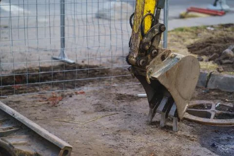 Bucket elevators. excavator on a construction site Stock Photos